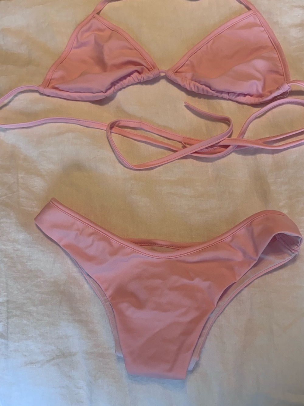 Women's Pink Triangle Bikini Set - Classic Two-Piece Swimwear